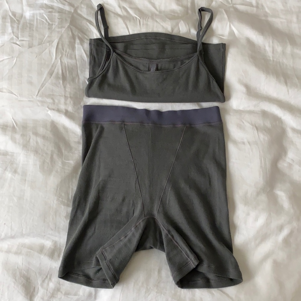 Skims Pointelle Logo Set Slate sz S